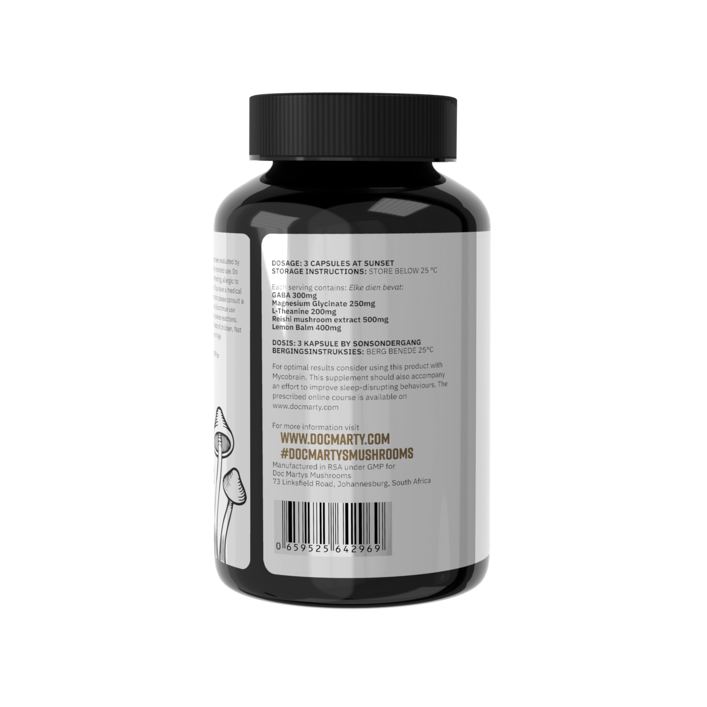 Reishi Sleep formula Mycosleep back bottle