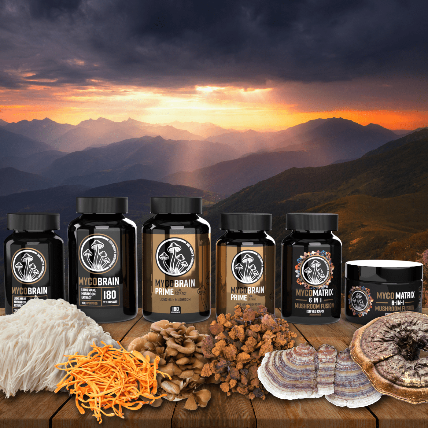 Turkey Tail Mushroom and MycoMatrix 6-in-1 Mushroom Fusion - Doc Marty's Mushrooms